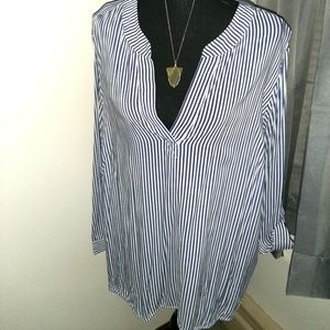 Stripped  blouse with tie up sleeves